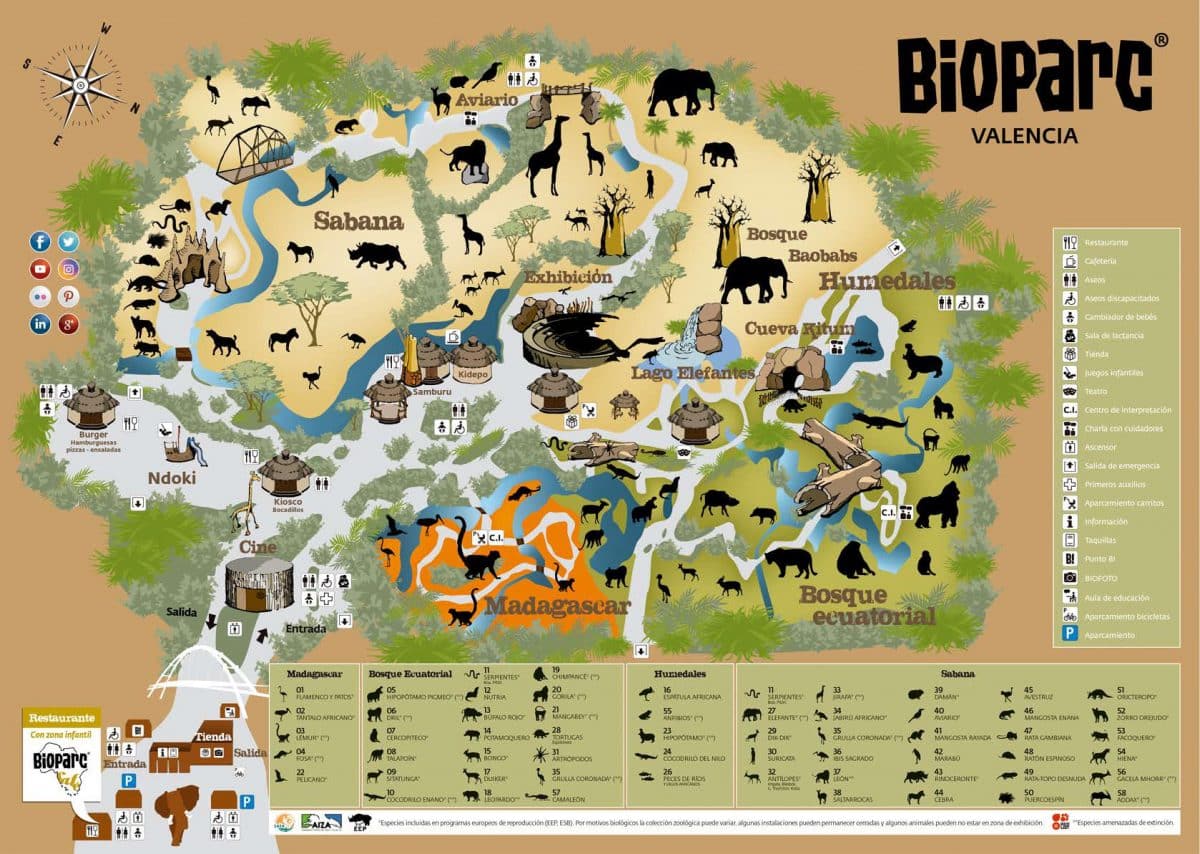 Mapa de Bioparc Valencia